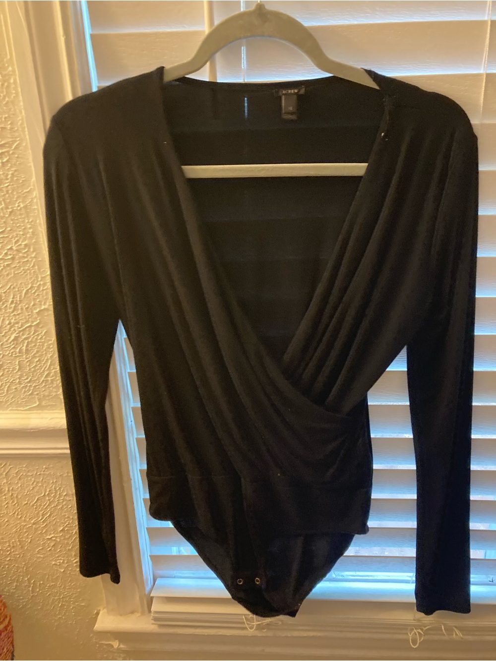 J. Crew Black Wrap-Front Long Sleeve Bodysuit